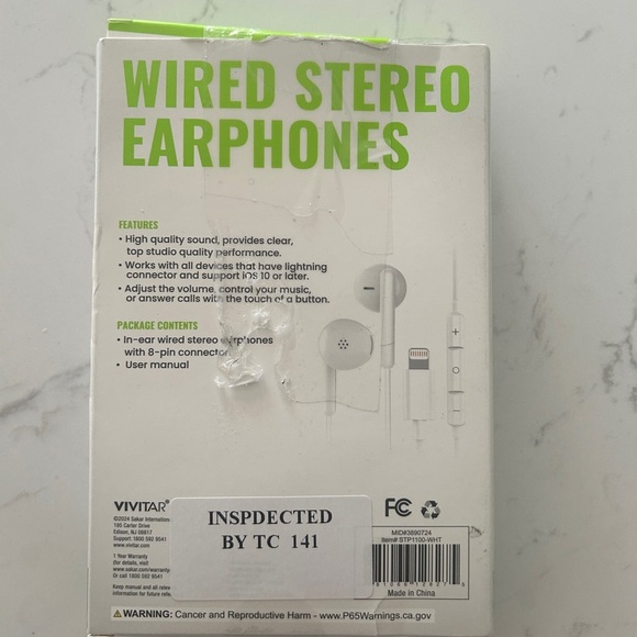 Vivitar Wired Stereo Earphones – Lightning Connector (Box Damaged) - Picture 3 of 3